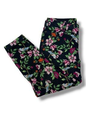 Time and Tru Women's Floral Print Capri Length Jeggings Navy Floral Size Large
